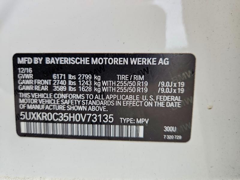 2017 Bmw X5 მანქანა იყიდება აუქციონზე, vin: 5UXKR0C35H0V73135, აუქციონის ნომერი: 54518836