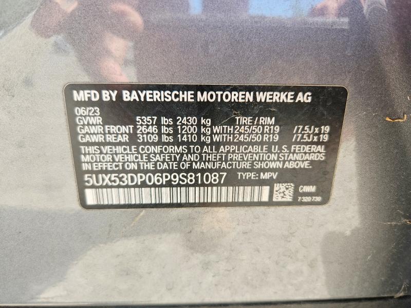 Aukcja sprzedaży 2023 Bmw X3, vin: 5UX53DP06P9S81087, numer aukcji: 53773576