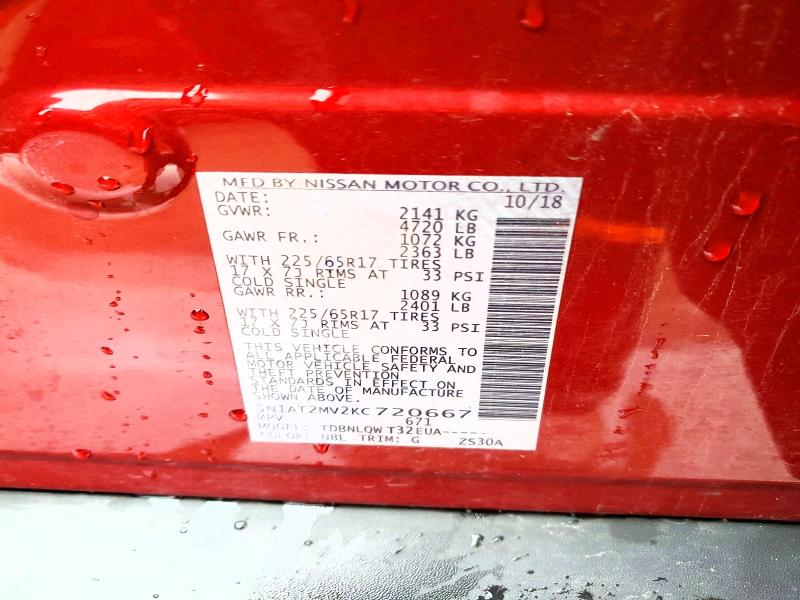 Aukcja sprzedaży 2019 Nissan Rogue, vin: 5N1AT2MV2KC720667, numer aukcji: 54984746
