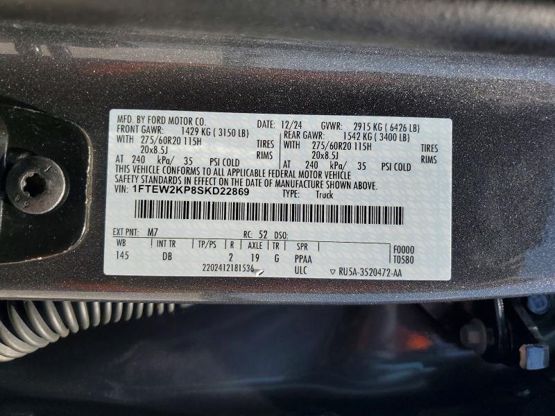 Продажа на аукционе авто 2025 Ford F150, vin: 1FTEW2KP8SKD22869, номер лота: 53420986