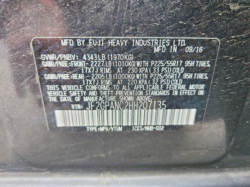 Aukcja sprzedaży 2017 Subaru Crosstrek, vin: JF2GPANC2HH207135, numer aukcji: 55153546