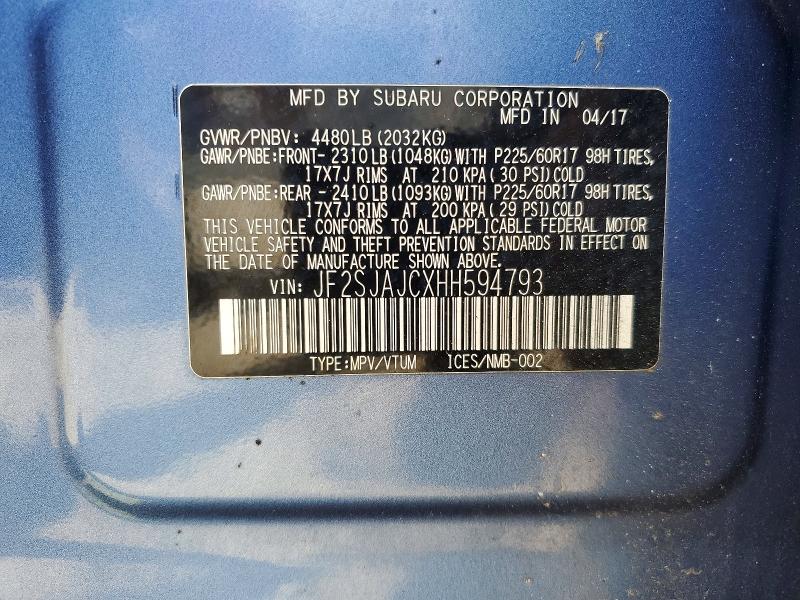 Продажа на аукционе авто 2017 Subaru Forester, vin: JF2SJAJCXHH594793, номер лота: 54775076