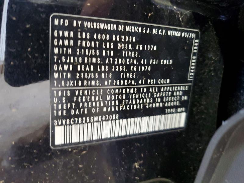 Aukcja sprzedaży 2025 Volkswagen Taos, vin: 3VV8C7B25SM047088, numer aukcji: 52702986