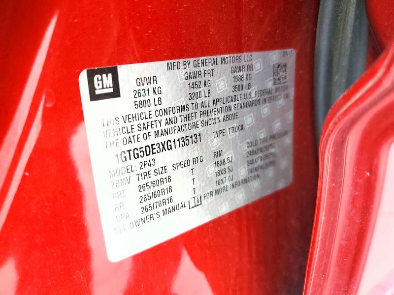 Aukcja sprzedaży 2016 Gmc Canyon, vin: 1GTG5DE3XG1135131, numer aukcji: 54047886