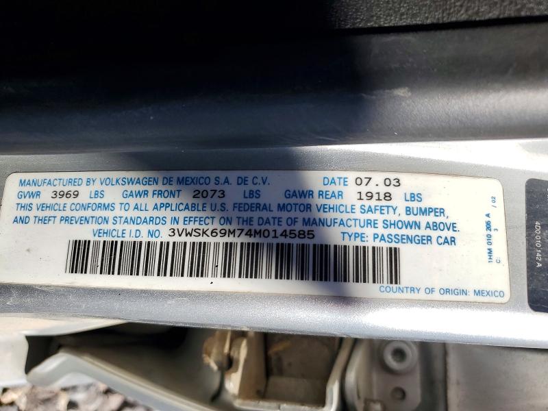52833026 :رقم المزاد ، 3VWSK69M74M014585 vin ، 2004 Volkswagen Jetta مزاد بيع