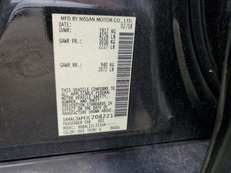 53329656 :رقم المزاد ، 1N4AL3AP4JC208221 vin ، 2018 Nissan Altima مزاد بيع