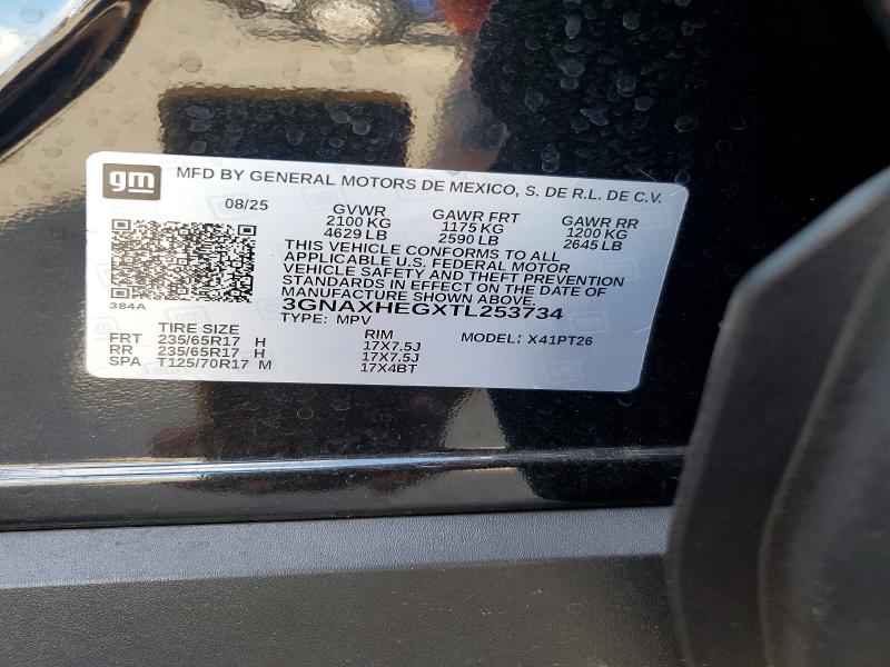 Aukcja sprzedaży 2026 Chevrolet Equinox, vin: 3GNAXHEGXTL253734, numer aukcji: 53158226