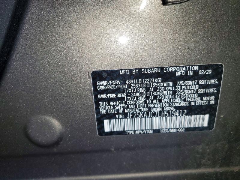 Продаж на аукціоні авто 2020 Subaru Forester, vin: JF2SKAJC7LH519412, номер лоту: 53446706