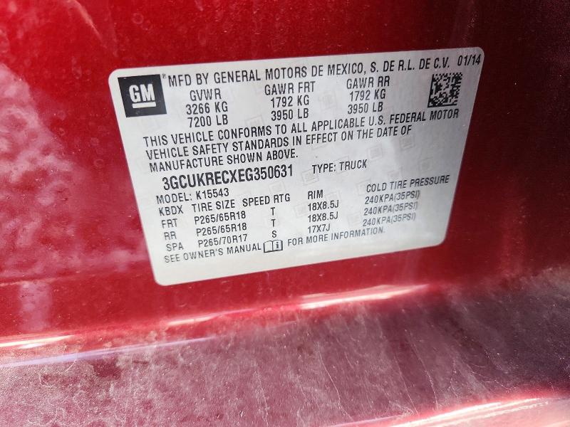 Aukcja sprzedaży 2014 Chevrolet Silverado, vin: 3GCUKRECXEG350631, numer aukcji: 51671146