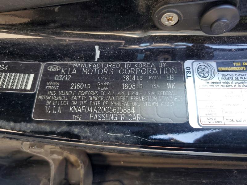 Aukcja sprzedaży 2012 Kia Forte, vin: KNAFU4A20C5615884, numer aukcji: 53977376