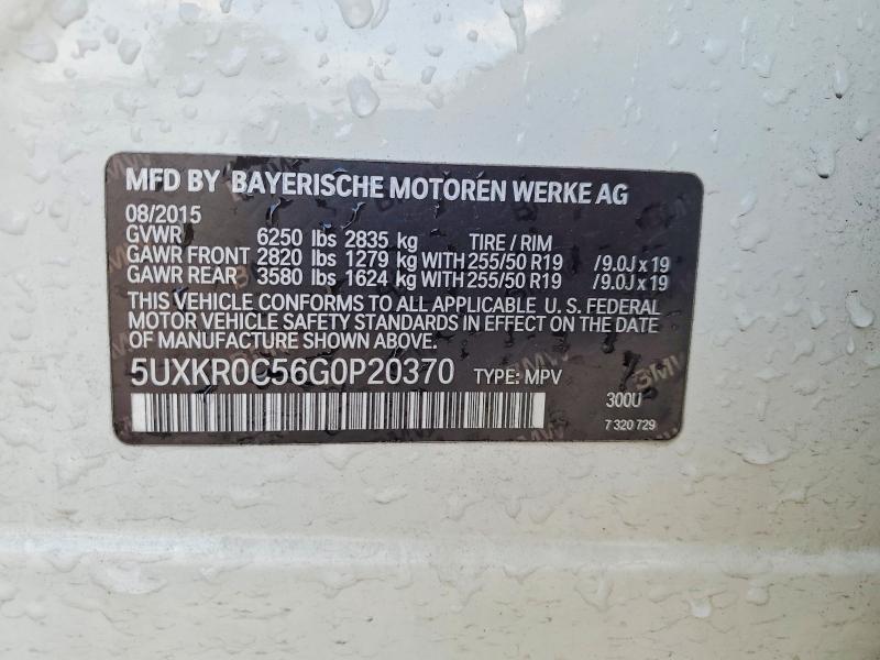 2016 Bmw X5 მანქანა იყიდება აუქციონზე, vin: 5UXKR0C56G0P20370, აუქციონის ნომერი: 53548386