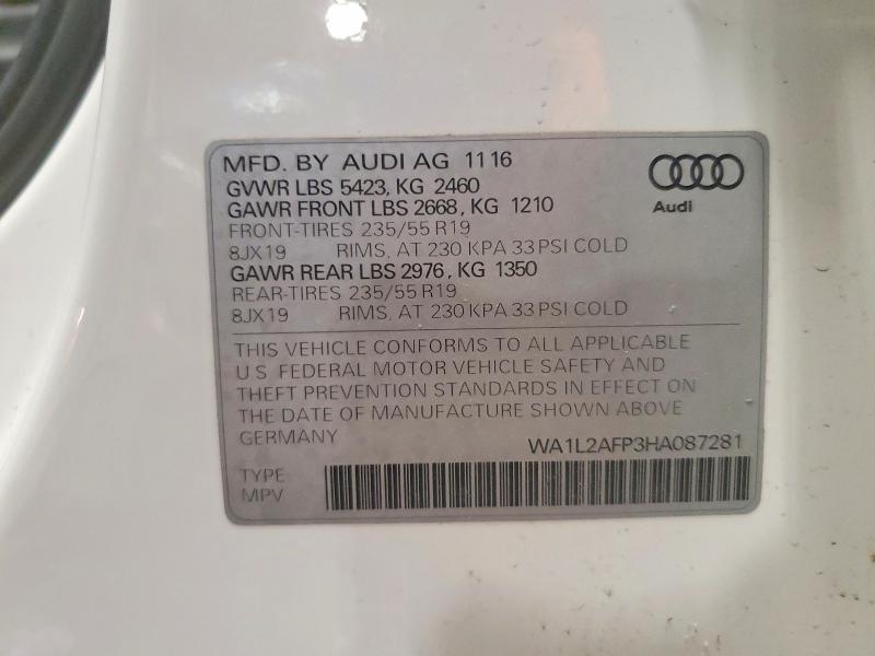 Продажа на аукционе авто 2017 Audi Q5, vin: WA1L2AFP3HA087281, номер лота: 52751266