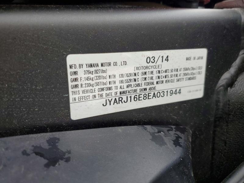 Продаж на аукціоні авто 2014 Yama Yzfr6, vin: JYARJ16E8EA031944, номер лоту: 52387346