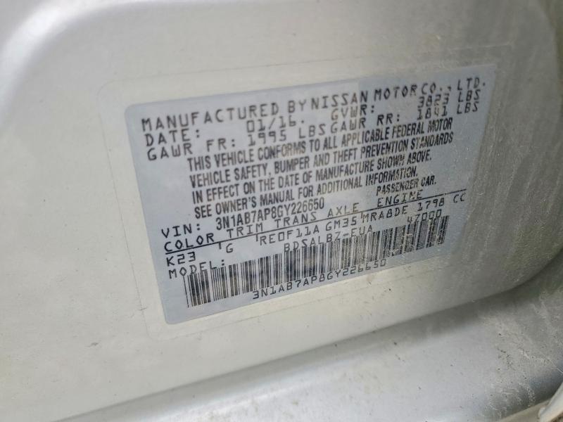 Auction sale of the 2016 Nissan Sentra, vin: 3N1AB7AP8GY226650, lot number: 52519816