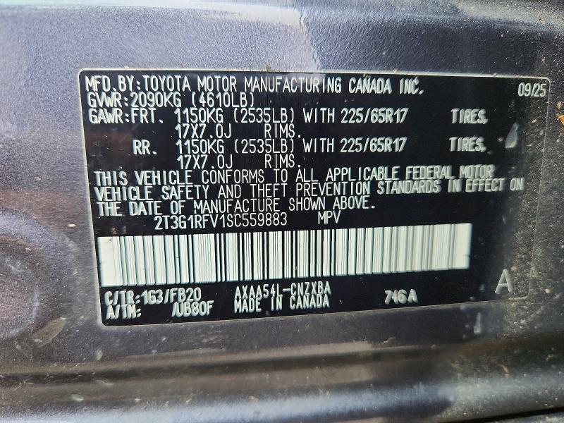 Продажа на аукционе авто 2025 Toyota Rav4, vin: 2T3G1RFV1SC559883, номер лота: 52350096