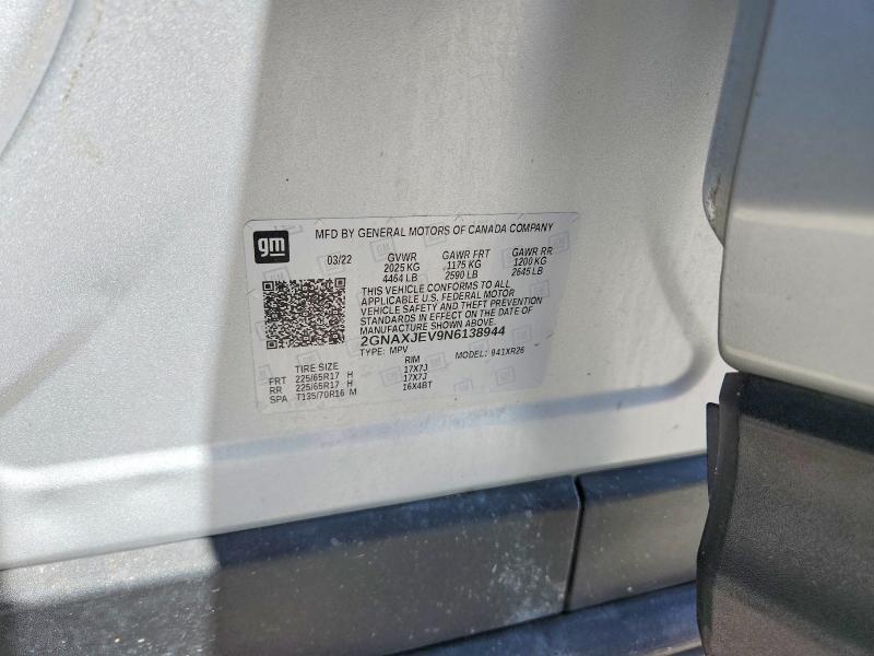 55233406 :رقم المزاد ، 2GNAXJEV9N6138944 vin ، 2022 Chevrolet Equinox مزاد بيع