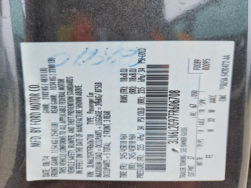 52178146 :رقم المزاد ، 3LN6L2G97FR606708 vin ، 2015 Lincoln Mkz مزاد بيع