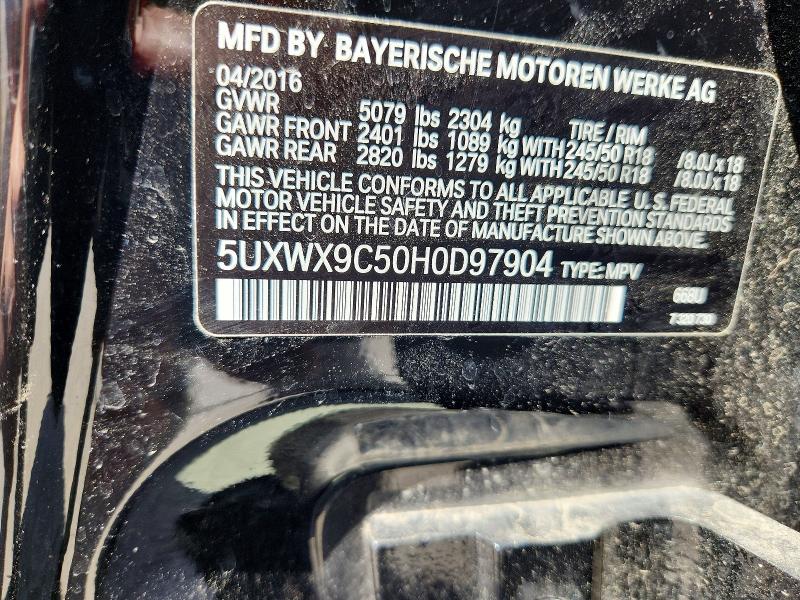 Продаж на аукціоні авто 2017 Bmw X3, vin: 5UXWX9C50H0D97904, номер лоту: 52348136