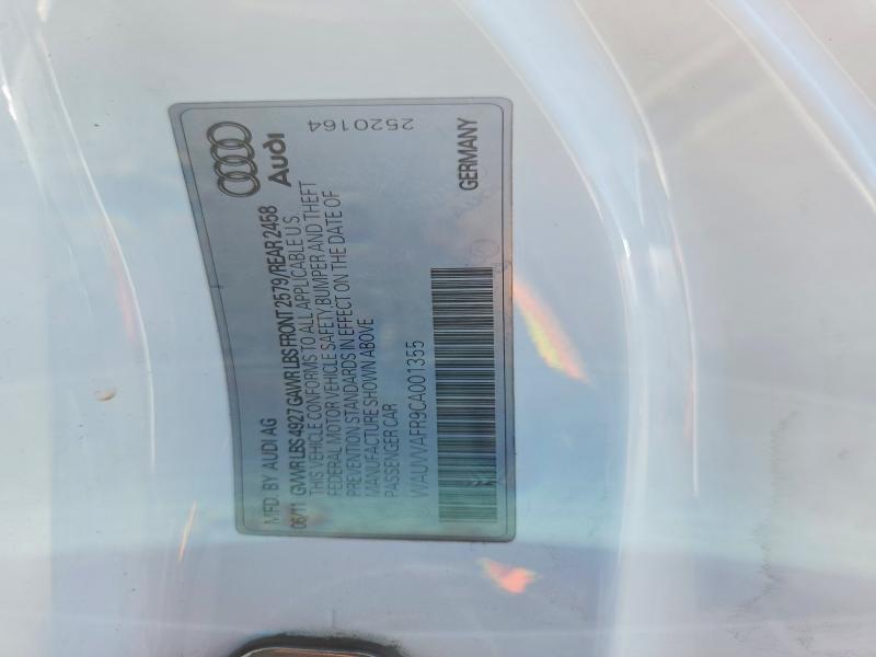 54139526 :رقم المزاد ، WAUVVAFR9CA001355 vin ، 2012 Audi S5 مزاد بيع