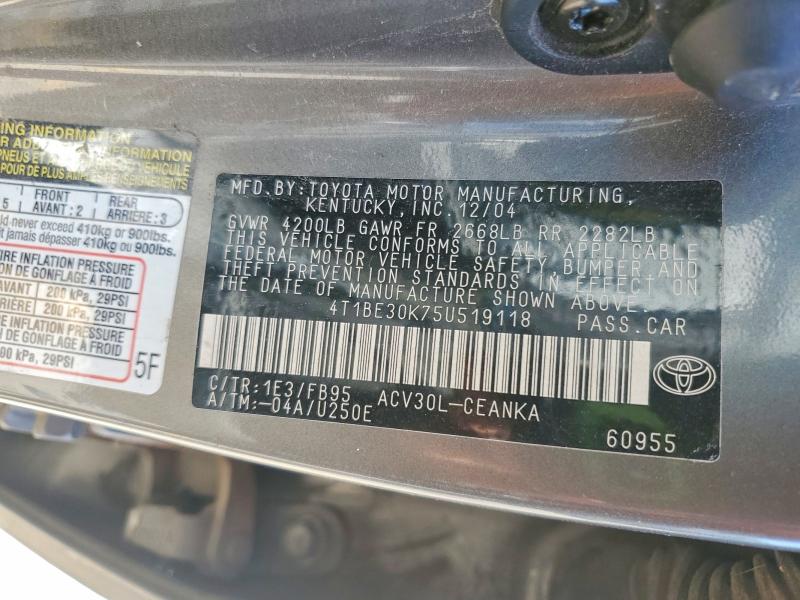Продаж на аукціоні авто 2005 Toyota Camry, vin: 4T1BE30K75U519118, номер лоту: 52225606