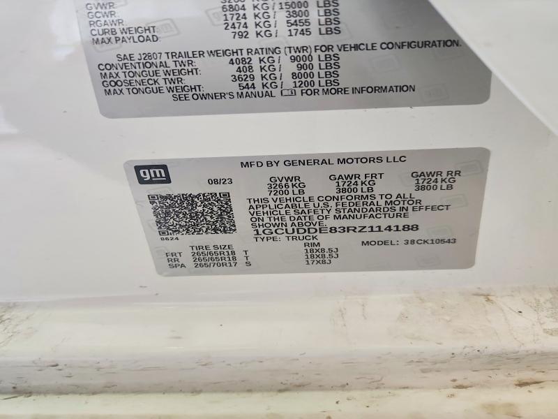2024 Chevrolet Silverado მანქანა იყიდება აუქციონზე, vin: 1GCUDDE83RZ114188, აუქციონის ნომერი: 54096946