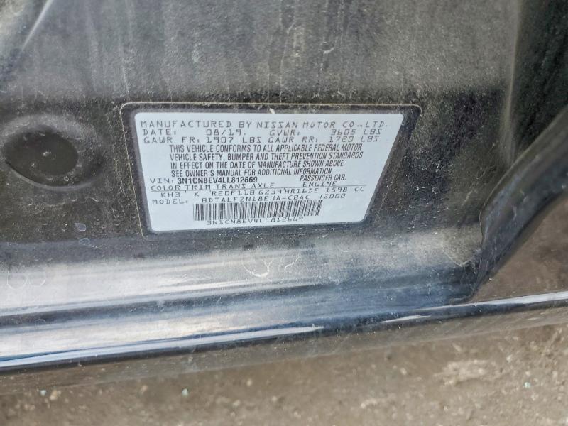 55227526 :رقم المزاد ، 3N1CN8EV4LL812669 vin ، 2020 Nissan Versa مزاد بيع