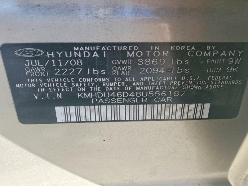 Aukcja sprzedaży 2008 Hyundai Elantra, vin: KMHDU46D48U556187, numer aukcji: 50914886