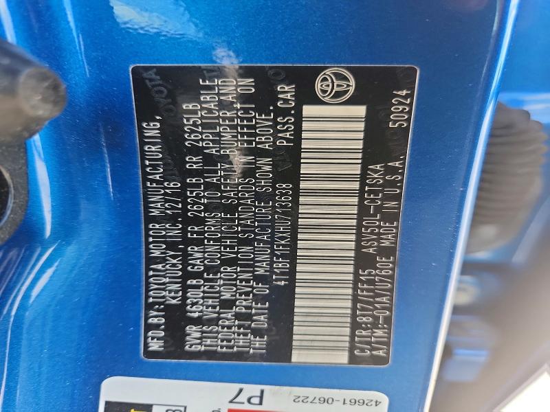 Продаж на аукціоні авто 2017 Toyota Camry, vin: 4T1BF1FKXHU713638, номер лоту: 54044756
