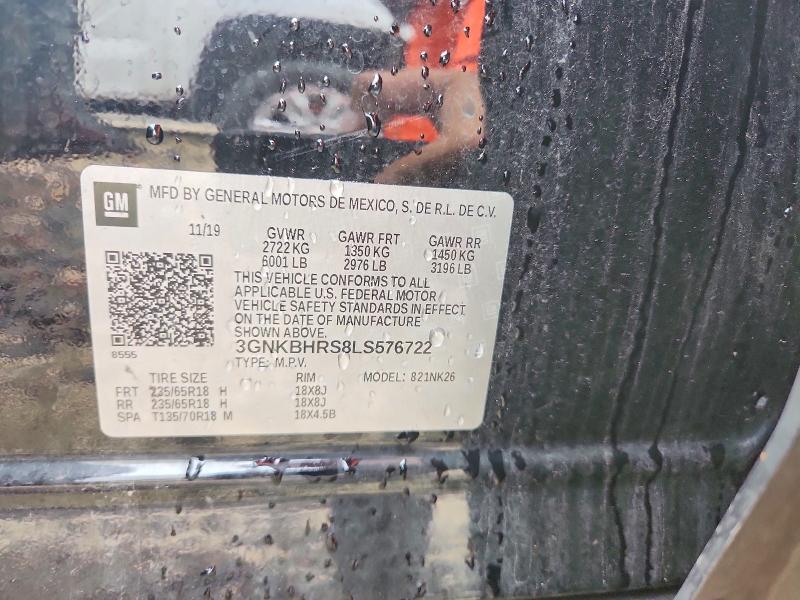 53273346 :رقم المزاد ، 3GNKBHRS8LS576722 vin ، 2020 Chevrolet Blazer مزاد بيع