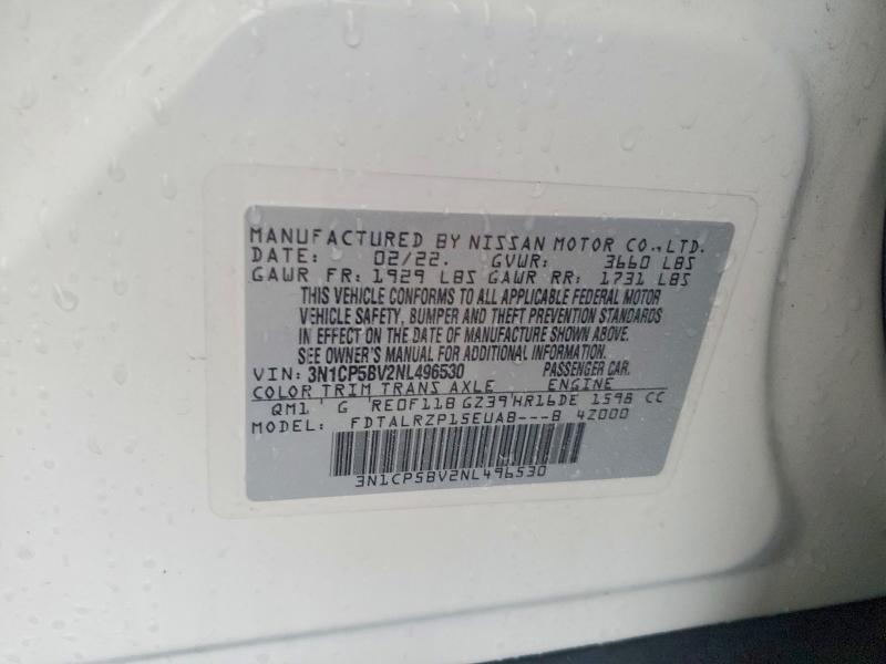 Продажа на аукционе авто 2022 Nissan Kicks, vin: 3N1CP5BV2NL496530, номер лота: 53923406