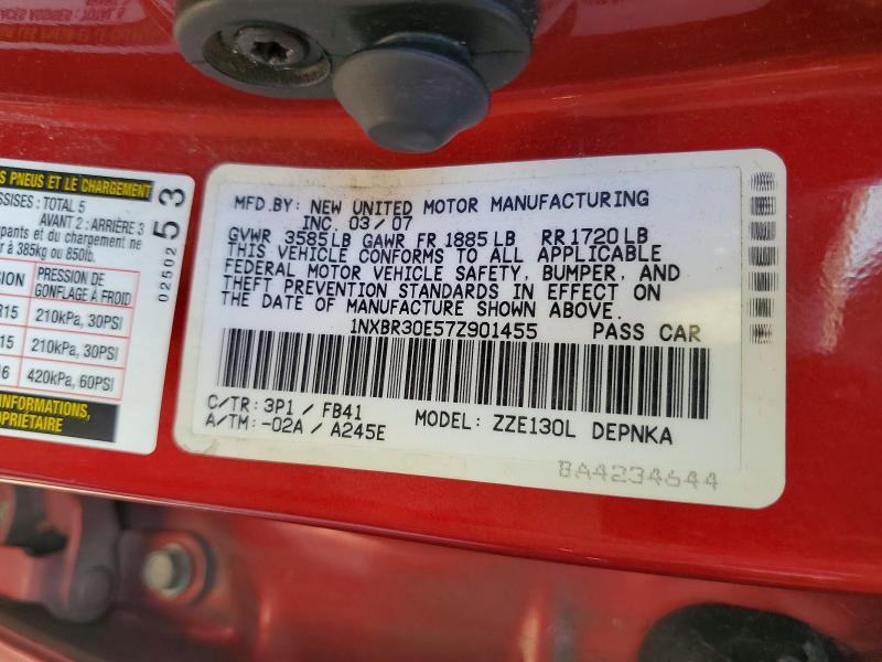 Auction sale of the 2007 Toyota Corolla, vin: 1NXBR30E57Z901455, lot number: 54200406