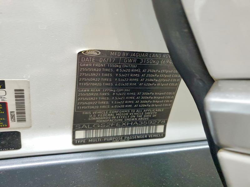 Продаж на аукціоні авто 2017 Land Rover Range Rover, vin: SALGS2FEXHA359278, номер лоту: 52157876