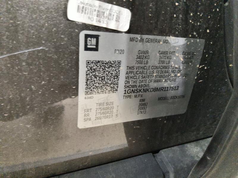 Продажа на аукционе авто 2021 Chevrolet Tahoe, vin: 1GNSKNKD8MR117513, номер лота: 52916326