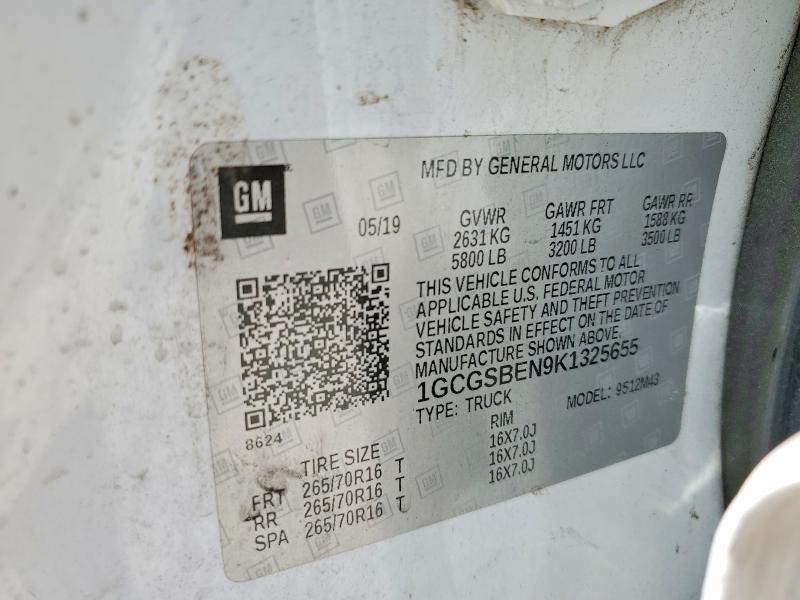2019 Chevrolet Colorado მანქანა იყიდება აუქციონზე, vin: 1GCGSBEN9K1325655, აუქციონის ნომერი: 52668446