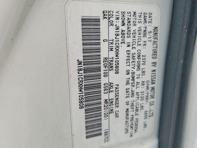 51512586 :رقم المزاد ، JN1BJ1CRXHW105808 vin ، 2017 Nissan Rogue Sport مزاد بيع