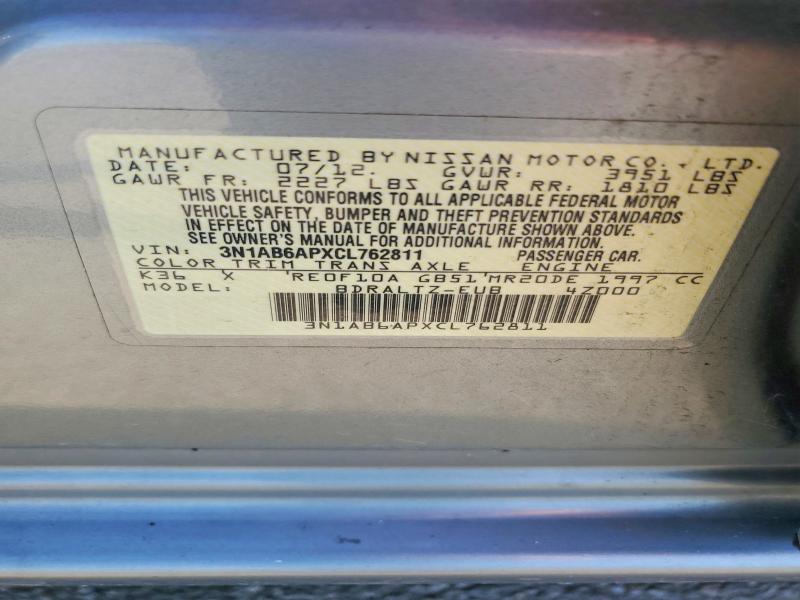 54084186 :رقم المزاد ، 3N1AB6APXCL762811 vin ، 2012 Nissan Sentra مزاد بيع
