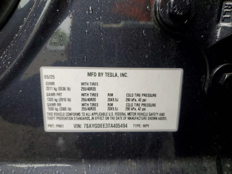 Aukcja sprzedaży 2026 Tesla Model Y, vin: 7SAYGDEE3TA405494, numer aukcji: 53369566