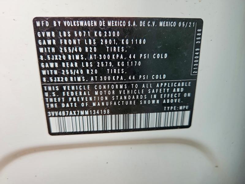 Aukcja sprzedaży 2021 Volkswagen Tiguan, vin: 3VV4B7AX7MM134198, numer aukcji: 52804286