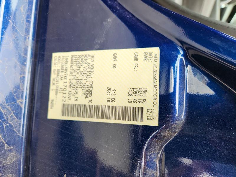 2019 Nissan Altima მანქანა იყიდება აუქციონზე, vin: 1N4BL4BV7KC170122, აუქციონის ნომერი: 55156956