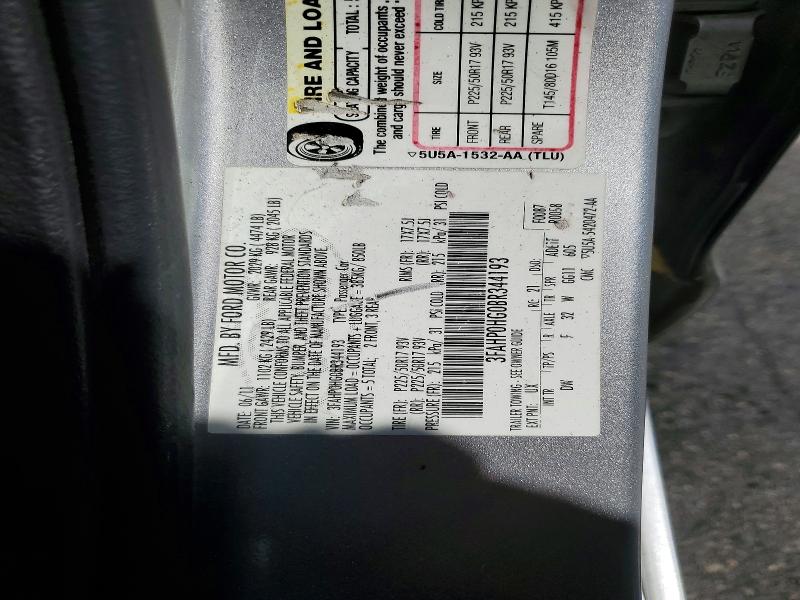 2011 Ford Fusion მანქანა იყიდება აუქციონზე, vin: 3FAHP0HG0BR344193, აუქციონის ნომერი: 54240236