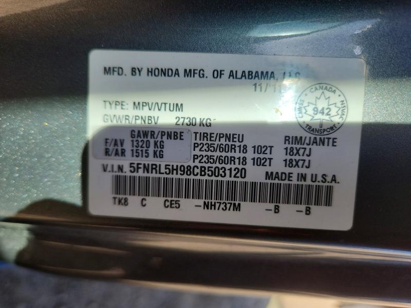 Aukcja sprzedaży 2012 Honda Odyssey, vin: 5FNRL5H98CB503120, numer aukcji: 52051646