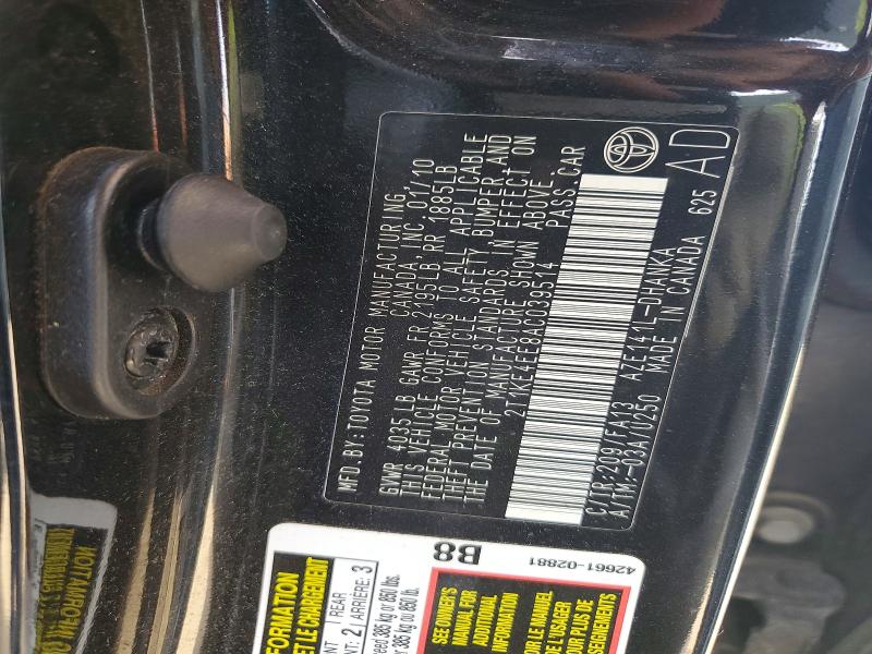 Aukcja sprzedaży 2010 Toyota Corolla Matrix, vin: 2T1KE4EE8AC039514, numer aukcji: 53845266