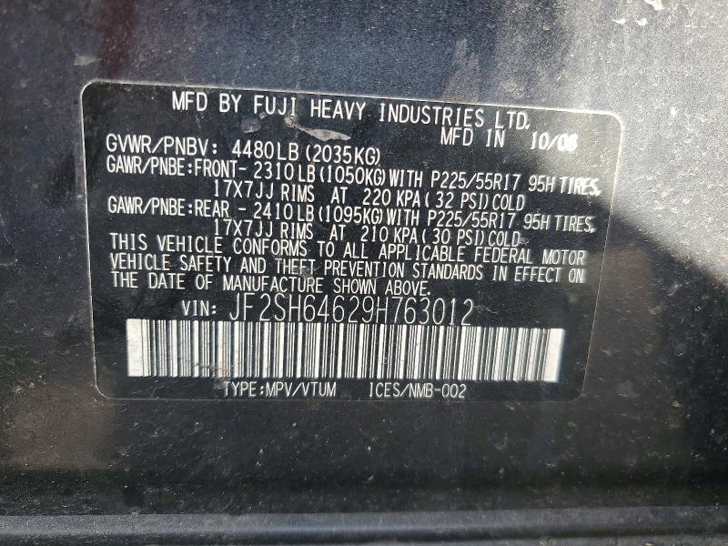 Aukcja sprzedaży 2009 Subaru Forester, vin: JF2SH64629H763012, numer aukcji: 55003886