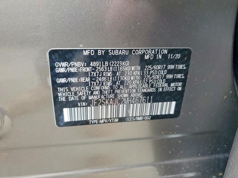 51400796 :رقم المزاد ، JF2SKAJC2MH467611 vin ، 2021 Subaru Forester مزاد بيع