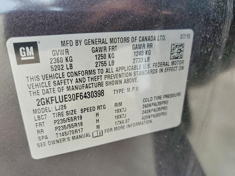Aukcja sprzedaży 2015 Gmc Terrain, vin: 2GKFLUE30F6430398, numer aukcji: 52658026
