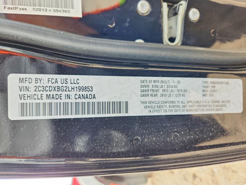 2020 Dodge Charger მანქანა იყიდება აუქციონზე, vin: 2C3CDXBG2LH199853, აუქციონის ნომერი: 54677826