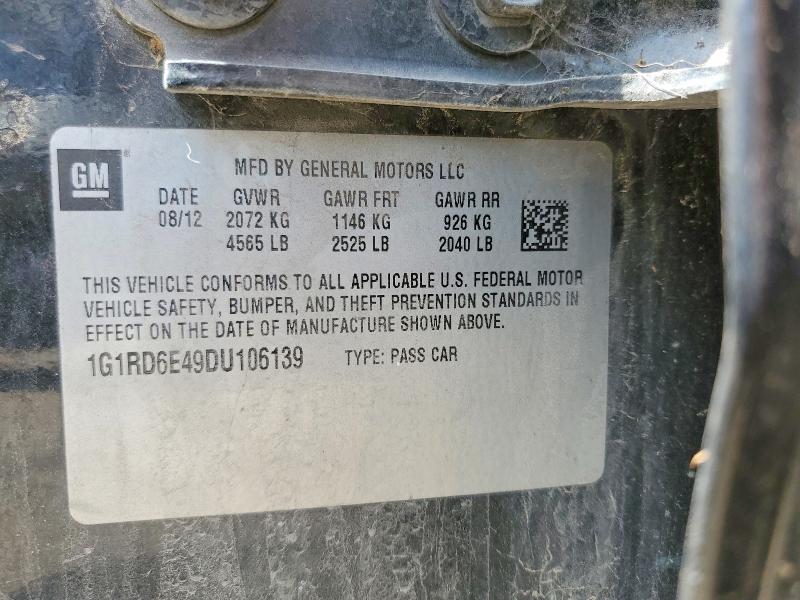 Auction sale of the 2013 Chevrolet Volt, vin: 1G1RD6E49DU106139, lot number: 54787756