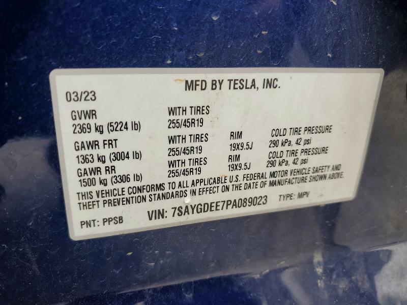 2023 Tesla Model Y მანქანა იყიდება აუქციონზე, vin: 7SAYGDEE7PA089023, აუქციონის ნომერი: 55515486