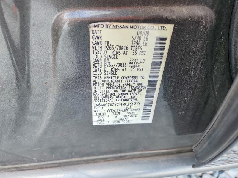Продажа на аукционе авто 2008 Nissan Frontier, vin: 1N6AD07U78C443979, номер лота: 53578146