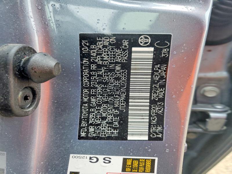 Aukcja sprzedaży 2022 Toyota Corolla, vin: JTDEPMAEXNJ208553, numer aukcji: 53033126